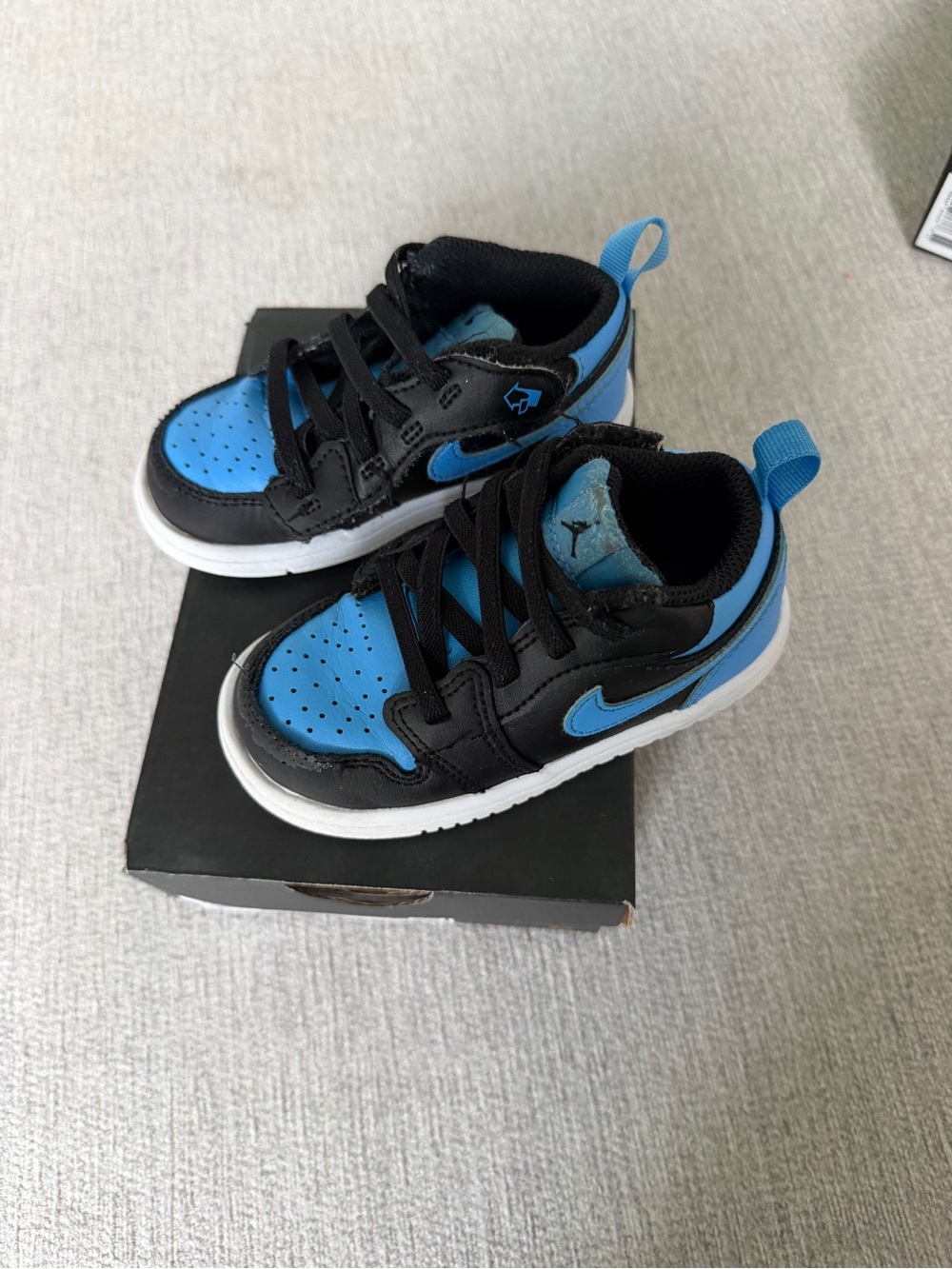 Jordan 1 Low Black and Blue Athletic Sneakers - DR9747-041